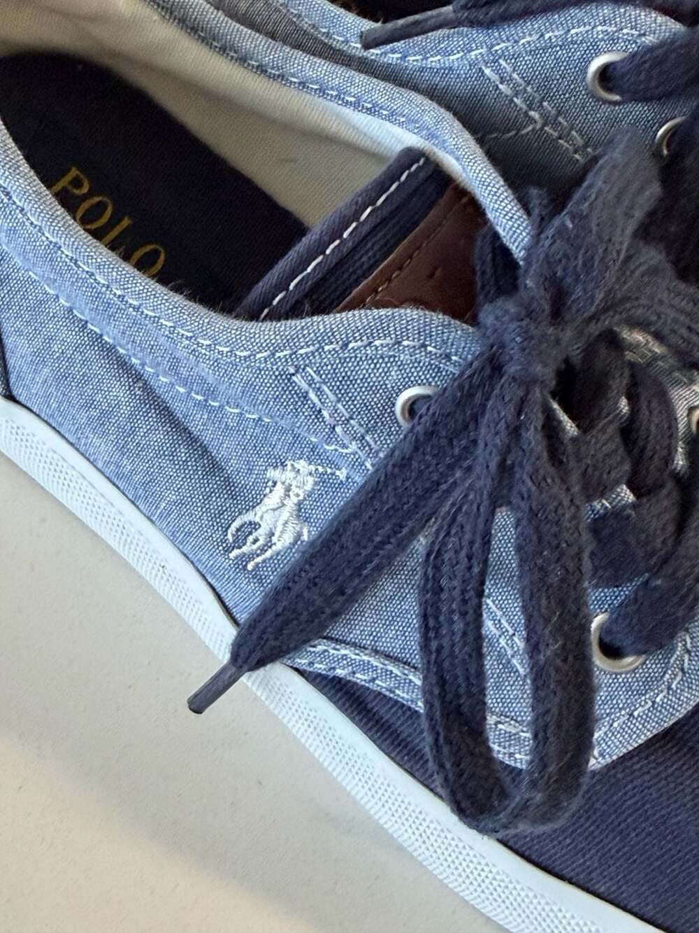 Polo by Ralph Lauren Navy Denim boat Shoes BOYS size 2